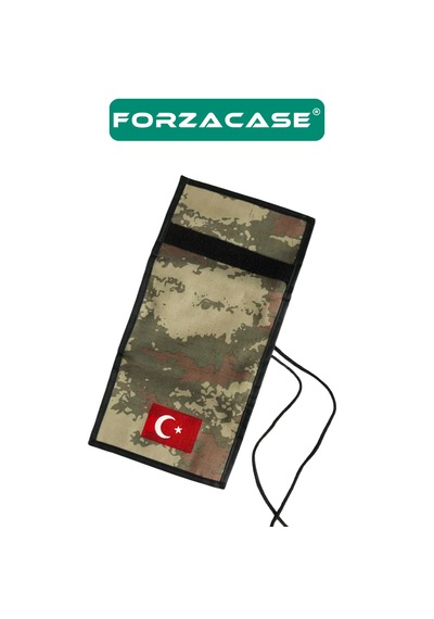 Forzacase 4 Göz İç Fermuarlı Boyun Asmalı Asker Cüzdanı - Fc616 Siyah - Yeşil - Kırmızı