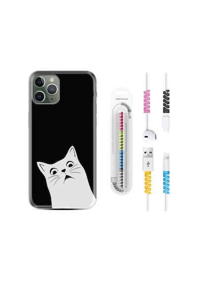 Apple Uyumlu iPhone 13 Pro Max Kılıf Kablo Koruyuculu Şaşkın Kedi 1900