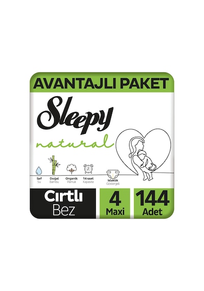Sleepy Natural Avantajlı Paket Bebek Bezi 4 Numara Maxi 144 Adet 3'lü