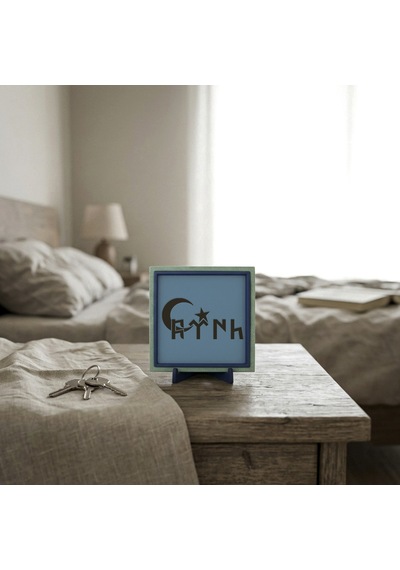 Minimalist Hilal Ve Göktürkçe Türk Tasarım Obje, Modern Dekorasyonun Estetik Ve Köklü İmzası 10x10cm