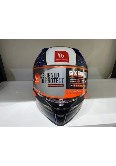 Mt Helmets Kask Revenge 2 Lıght B7 Motosiklet Kaskı Mavi - Sarı - Kırmızı