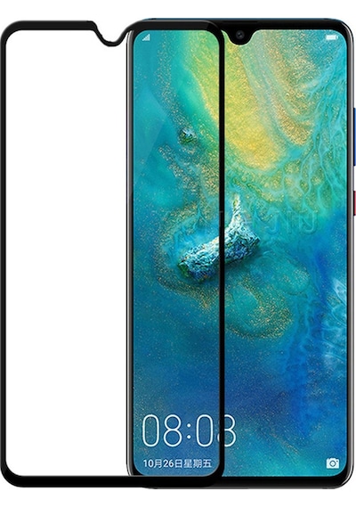 Huawei Mate 20 Tam Kaplayan Çerçeveli Tempered Cam - Siyah