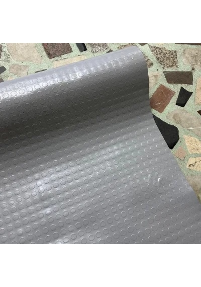 Pvc Desenli Zemin Kaplama Muşambası 3mm 1x5 Metre Kaymaz Araç Konteyner Oto Taban Kaplaması Gri