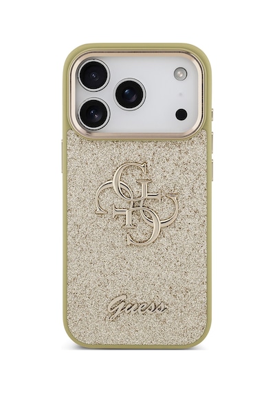 Apple Uyumlu iPhone 17 Pro Kılıf Guess Lisanslı 4g Büyük Metal Logolu Glitter Kapak Gold Gold