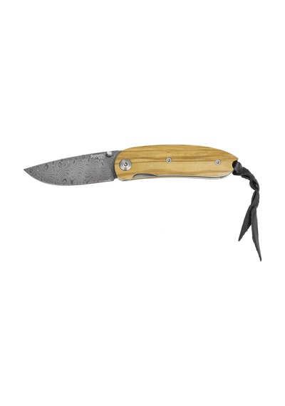 Lionsteel Mini Damascus Olivewood Kamp Çakı Kahverengi