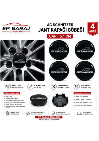 Üniversal Ac Schnitzer Jant Kapağı Göbeği 5.1 Cm 4 Lü Set