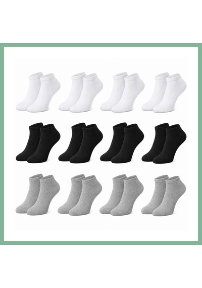 Bşkvirgo Kadın Bambu Patik Çorap 12'li Paket, Siyah Beyaz Gri, Nefes Alan Nem Emici Yumuşak Günlük Spor Bilek Çorabı Beden: 36-40 Renk: Çok Renkli 12 Li Bsk2026