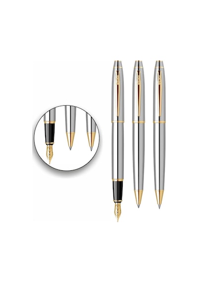 Scrikss Isminize Özel 35 Gold Krom 3 Lü Dolma+Tükenmez+Versatil K