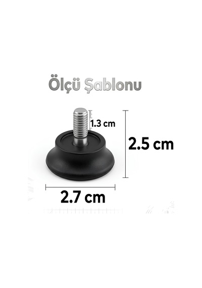 Bingo Rotil Ayak Ayakları M6 Civatalı 6 Mm Siyah Profil Ayağı 2.5 Cm