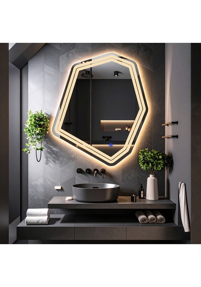 Domira Günışığı Lazer Kumlamalı Lavabo & Banyo Aynası Dokunmatik Sensörlü 60 X 50 Cm
