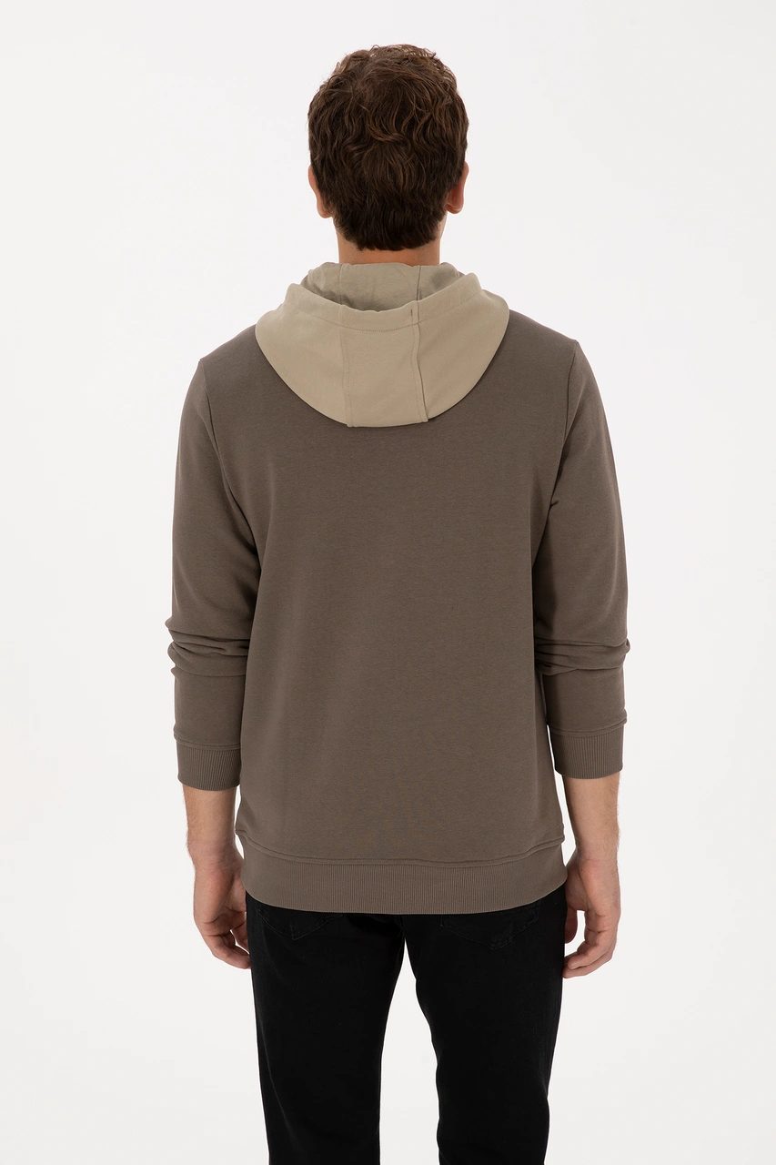 U.S. Polo Assn. Erkek Regular Fit Kapüşonlu Vizon Sweatshirt 50316365-VR052