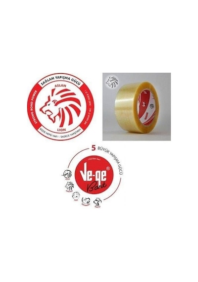 Ve-ge Aslan Şeffaf Koli Bandı 45 Mm X 100 M 2 Adet 2