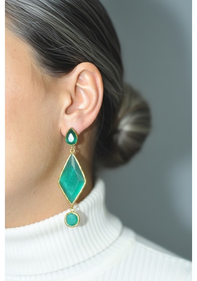 Kadir Jewellery 22 Ayar Altın Kaplama Kadın Sallantılı Küpe -el İşçiliği Ve Hipoalerjenik Küpe çok renkli 06744831