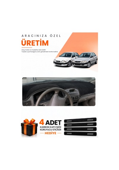 Toyota Corolla Terra E110 1997-2002 Uyumlu Torpido Koruma Örtüsü Oto Kılıfı - Siyah