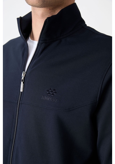 Tommy Life Lacivert Dik Yaka Fermuarlı Rahat Form Klasik Paça Erkek Eşofman Takımı - 85072 Lacivert