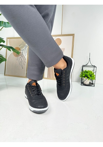 Günlük Erkek Sneaker Bağcıklı Dikişli Hafif Rahat Yürüyüş Spor Ayakkabı 013c Siyah- Beyaz