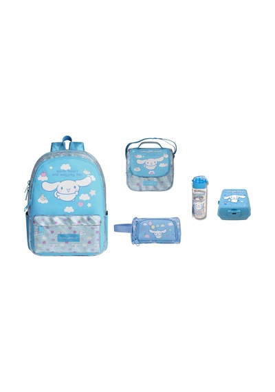 Cinnamoroll Desenli Mavi Okul Çantası 5 Parça Çok Renkli