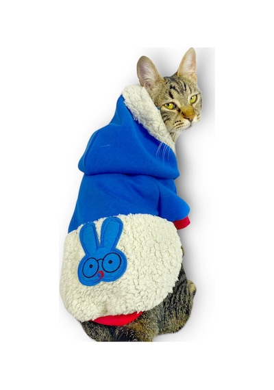 Kemique Sweet Blue Rabbit Sweatshirt Kapşonlu Kedi Kıyafeti