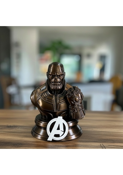 Thanos 3d Büst Figür - Sonsuzluk Eldivenli Bronz Renk Özel Tasarım 10x12cm