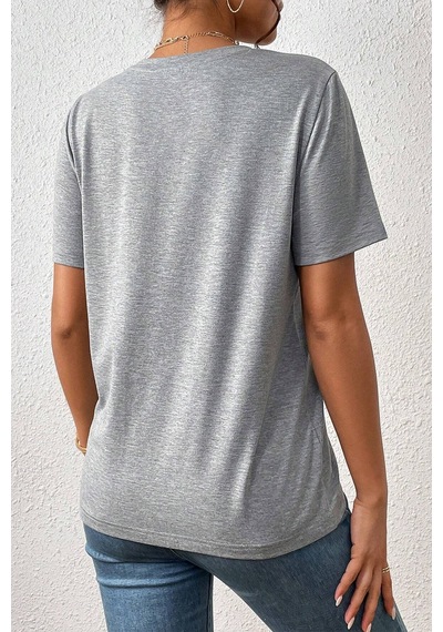 Unisex Make Up Siluet Baskılı Tasarım Tshirt Gri