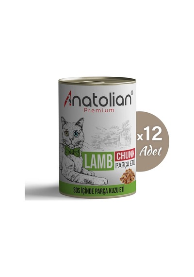Anatolian Premium Kuzulu Parça Etli Yetişkin Kedi Konservesi 400 gr x 12 Adet