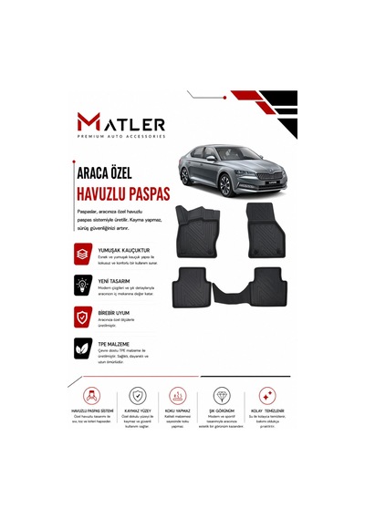Skoda Superb 2019 Model 4d Ekstra Havuzlu Paspas