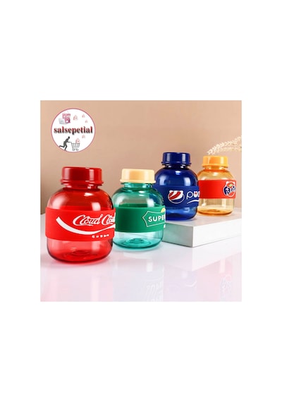 Mini Renkli Su Şişesi 350ml Figürlü Renkli Mini Suluk Matara 350ml Kırmızı