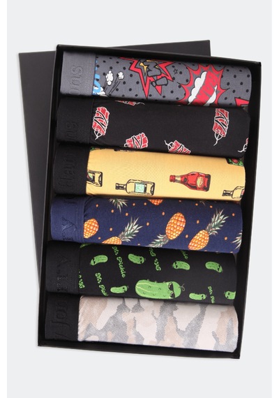 Harry Jons Erkek 6'lı Desenli Renkli Pamuklu Premium Paket Boxer Karışık3 Karışık3