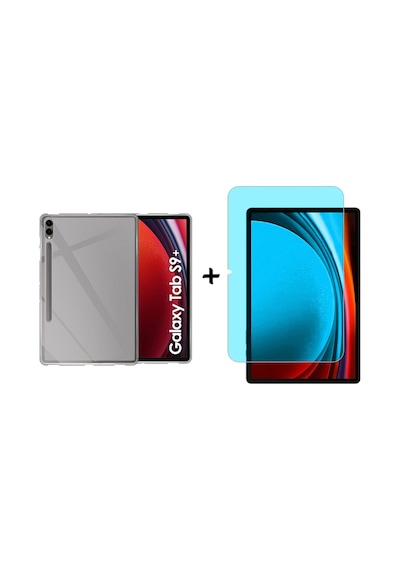 Forzacase Samsung Galaxy Uyumlu Tab S9 Plus 12.4 İçin Silikon Kılıf + Nano Esnek Ekran Koruyucu - Fc013 Şeffaf