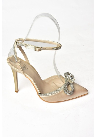 Fox Shoes Ten Saten Kumaş Taşlı Kadın Topuklu Ayakkabı K654051204 Ten