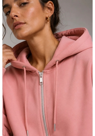 Bb Butik Basic Kadın Oversize Fermuarlı Kapüşonlu Sweatshirt Üç İplik Sweatshirt Hırka My3535 Pembe Bb Butik Basic Kadın Oversize Fermuarlı Kapüşonlu Sweatshirt Üç İplik Sweatshirt Hırka My3535 Pembe