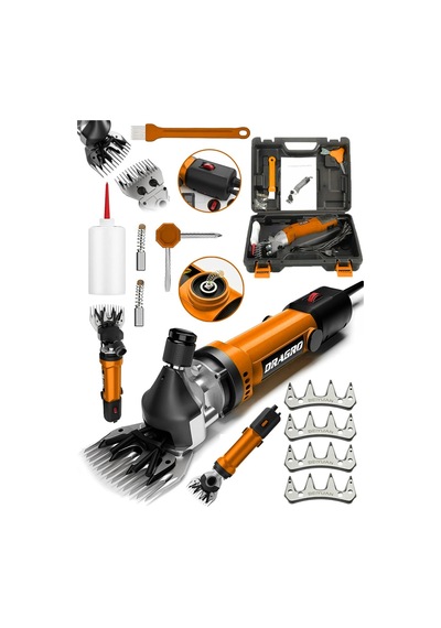 Dragro Alman Drg-4200w Devir Ayarli Bakir Sargili Çelik Şanzuman Koyun Keçi Kirkma Makinesi + 4 Üst Bıçakt