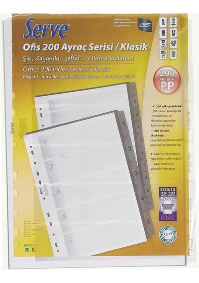 Serve Seperatör A4 Günlük Ofis 200 Serisi Klasik