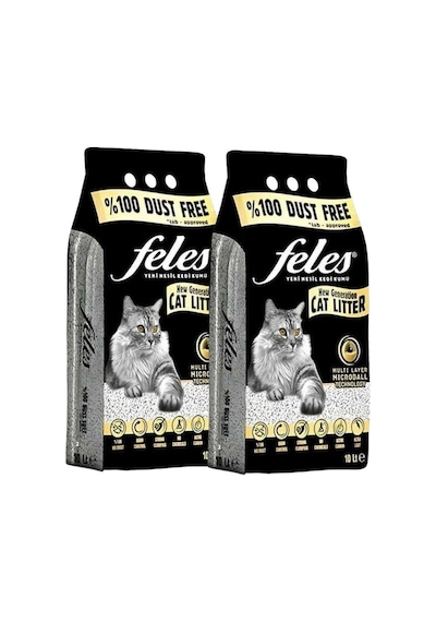 Feles Aktif Karbonlu Tozsuz Topaklanan Kedi Kumu 10 Lt X 2 Adet