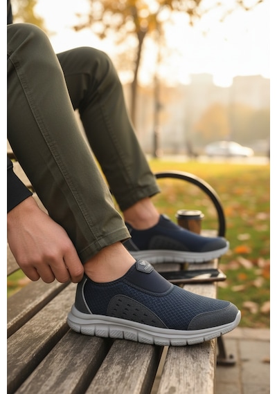 Enoch Erkek Günlük Spor Ayakkabı Bağcıksız Slip-on Sneaker Pratik Yürüyüş Modeli 2332 Lacı