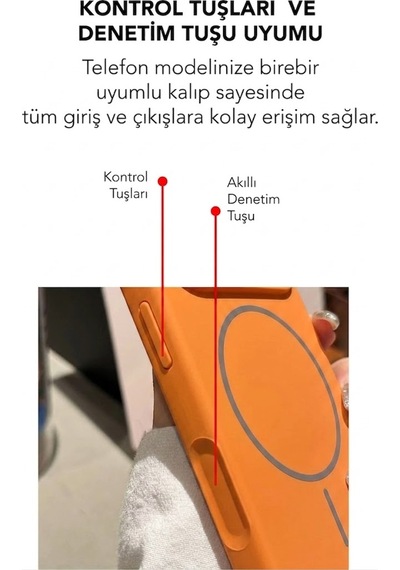Apple İphone 16 Uyumlu Magsafe Lansman Silikon Kılıf Turuncu