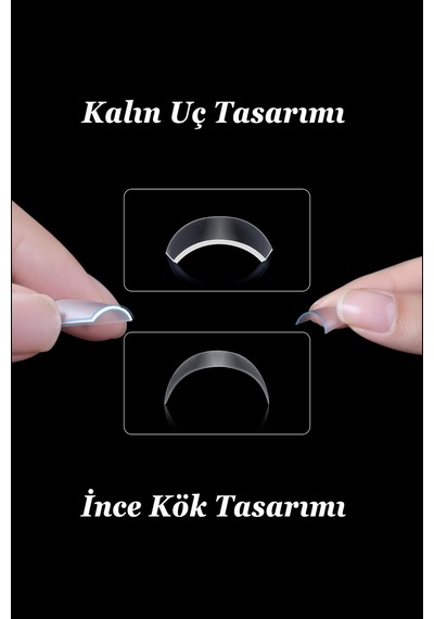 Protez Tırnak 500 Adet Jel Destekli Kısa Küt Yarım Ay Tips Özel Saklama Kutusunda Kısa-küt