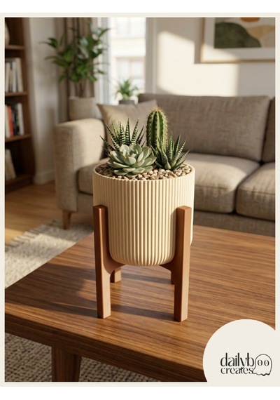 2 Renkli Ayaklı Saksı-modern Tarzlı Dekoratif Saksı-çiçek Ve Bitki Saksısı Bej