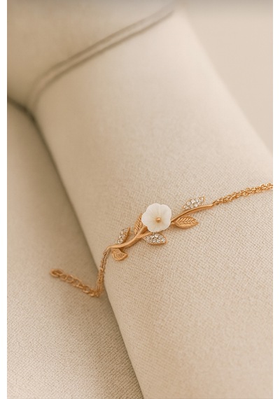 Çekirdekjewelry 925 Ayar Gümüş Manolya Çiçekli Bileklik Pembe