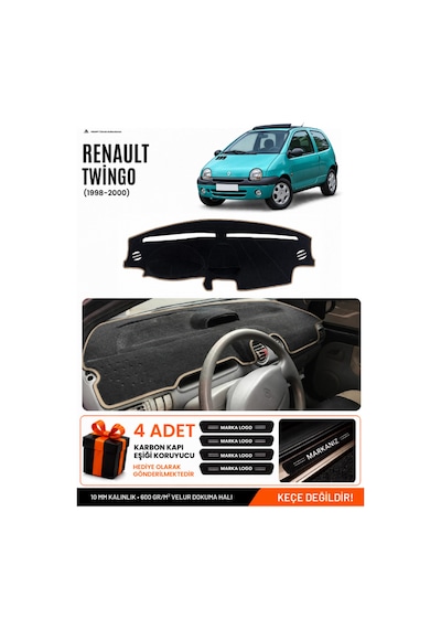 Renault Twıngo 1998-2000 Uyumlu Torpido Koruma, Torpido Örtüsü, Torpido Kılıfı - Siyah-bej - Re050