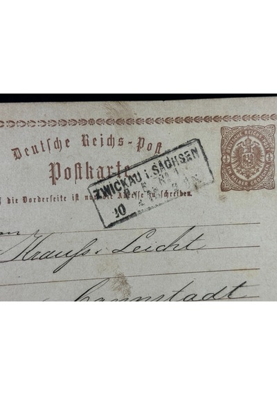 Deutsche Reichspost Antiye 1875 Yılı Alman Reich Döneminden 1/2 Ein Halber Groschen Kendinden Pullu Post Kartı Postadan Geçmiş