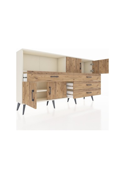 Arges Konsol 2 Raflı 4 Çekmeceli 4 Kapaklı 176x30x99 Aytaşı-çam Atlas Çam/atlas Çam - Aytası