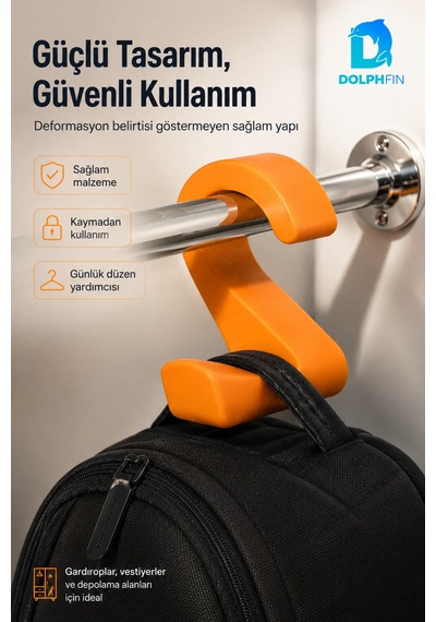Dolap İçi Çanta Askısı Sırt Çantası Askı Aparatı Düzenleyici Turuncu