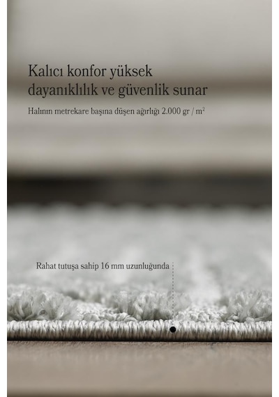 İskandinav Dokuma Bukleli Gri Jüt Taban Halı Salon Mutfak Koridor Yolluk Modern Halı