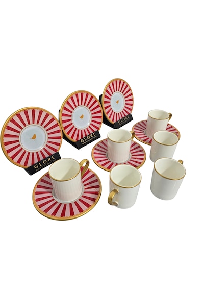 Sudedi Home Pink Line 6 Kişilik Kahve Fincanı Takımı - 90 Ml Çok Renkli