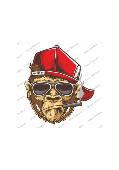 Puro Sigara Içen Maymun Sticker 00251