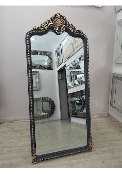 Ayna Denizi Princess Anthracite Gold Model Antrasit Altın Renk Dekoratif Ayaklı Boy Aynası Antrasit - Altın