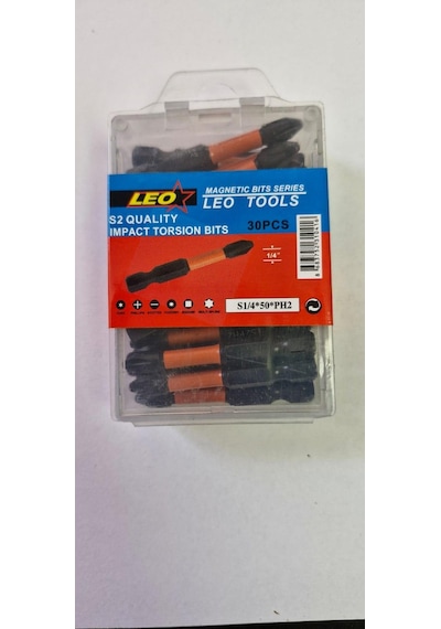 Leo 30 Adet Endüstriyel Mıknatıslı Bits Uç Ph2 50 Mm Vida Sökme Yıldız Matkap Vidalama Ucu S2 Çeliği
