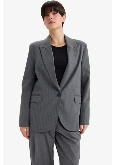 Defacto Regular Fit Düğmeli Blazer Ceket F9465ax25augr93 Gri