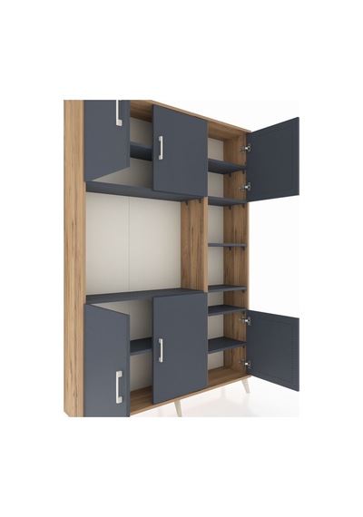 Arges Dolap 10 Raflı 6 Kapaklı 132x30x195 Çam-antrasit/antrasit Çam